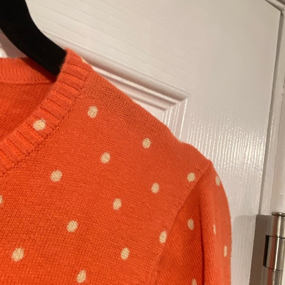 L.L. Bean Size M Orange Polka Dot Supima Cotton Lightweight Button Down Cardigan - Picture 6 of 11